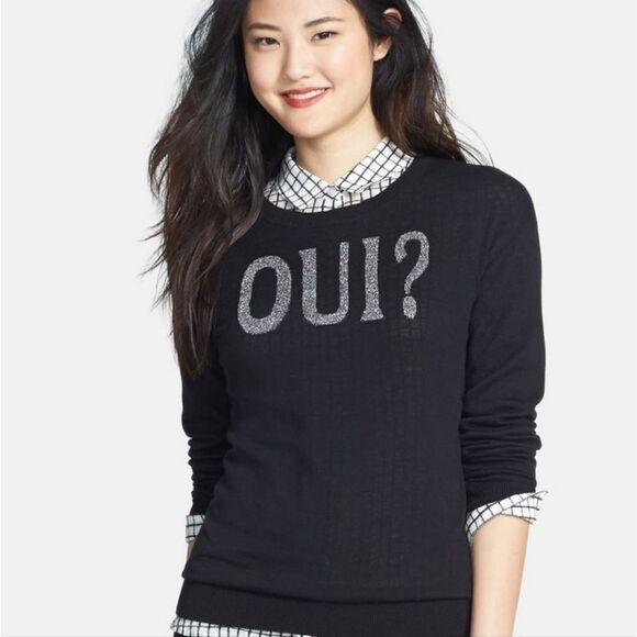 Halogen OUI? Black Long Sleeve Blouse. Size M - Picture 1 of 7